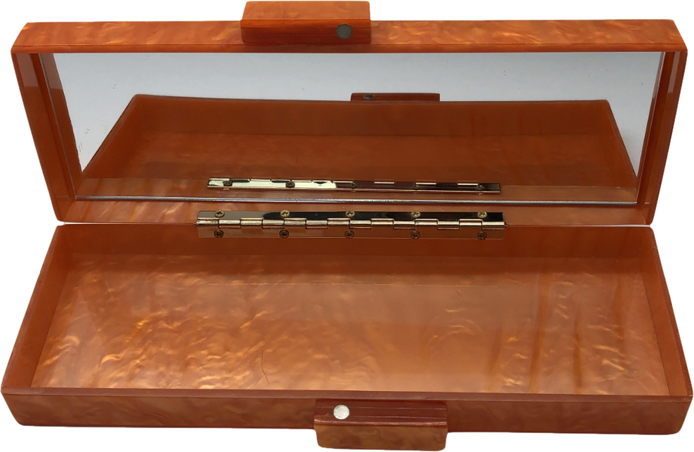 Lily & Bean Orange marble Acrylic Resin Clutch Purse With Built In Mirror One Size