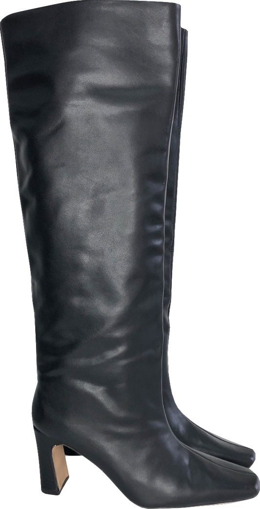 NA-KD Black Leather Shaft Boots UK 7 EU 40 👠
