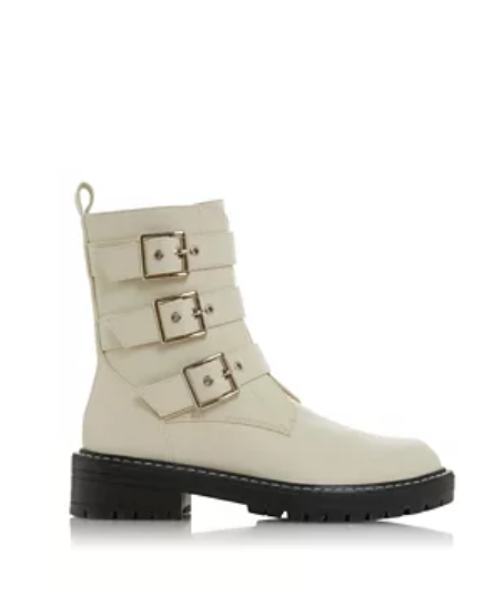Head over heels cream 'pierr' buckle biker boots EU 38 UK 5