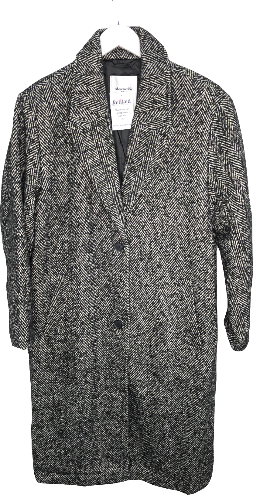 Abercrombie & Fitch Black Textured Tailored Topcoat UK XL