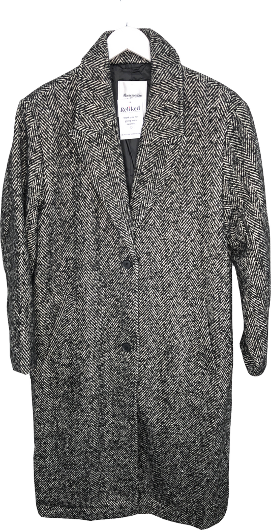 Abercrombie & Fitch Black Textured Tailored Topcoat UK XL