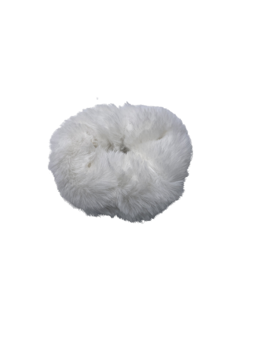 Claire's White Furry Scrunchie One Size