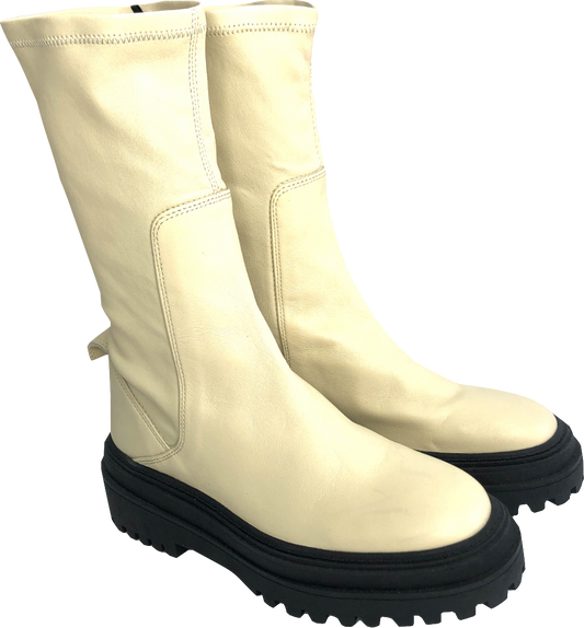 ZARA Cream Chunky Sole Ankle Sock Boots UK 5 EU 38 👠