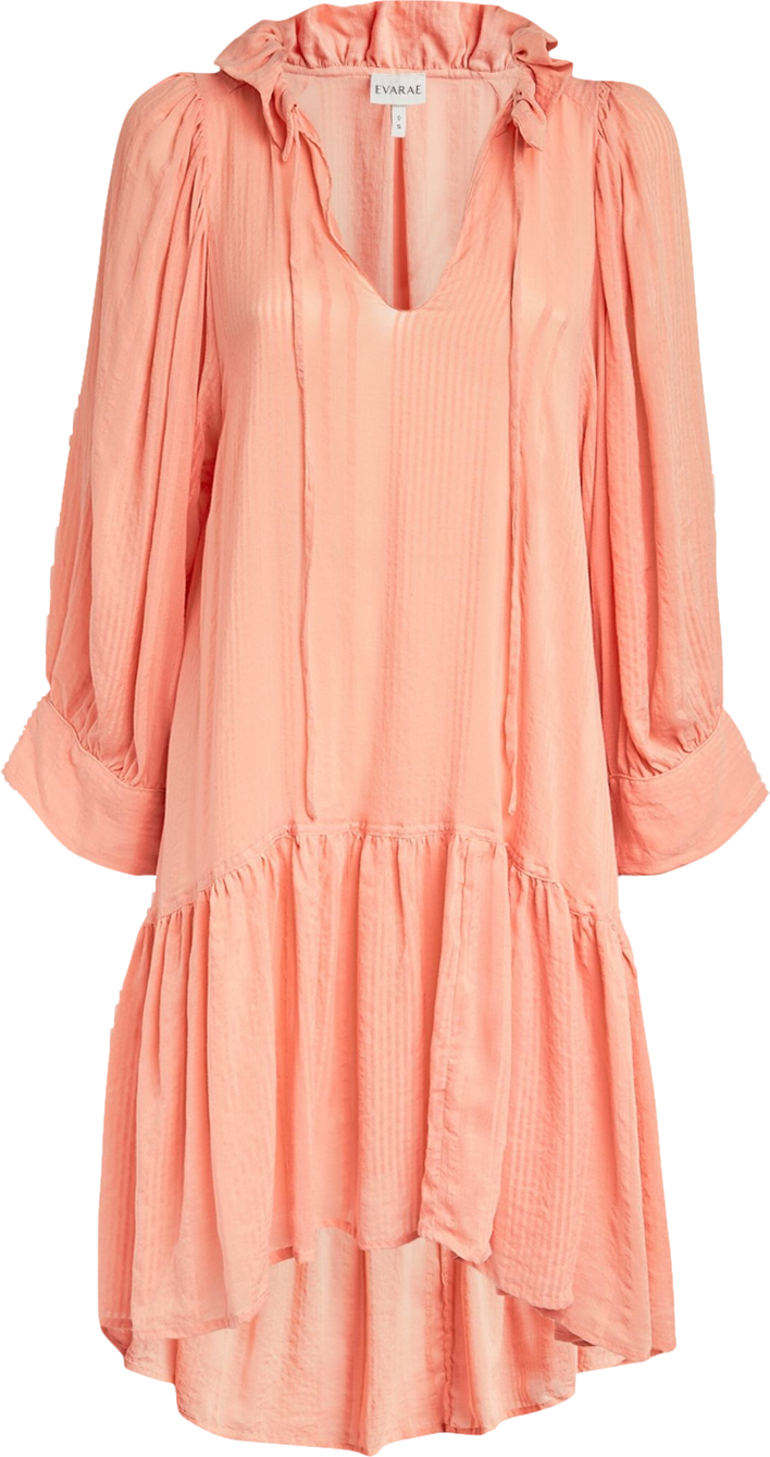 evarae Marais Ruffle Tiered Minidress - Peach Pink UK S