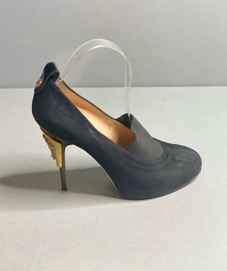 GIUSEPPE ZANOTTI BLACK HARDWARE DETAIL HEELS UK 8