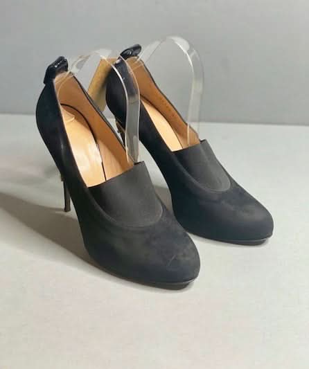 GIUSEPPE ZANOTTI BLACK HARDWARE DETAIL HEELS UK 8