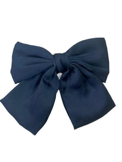 Black Handmade Satin Oversized Bow Hair Clip One Size