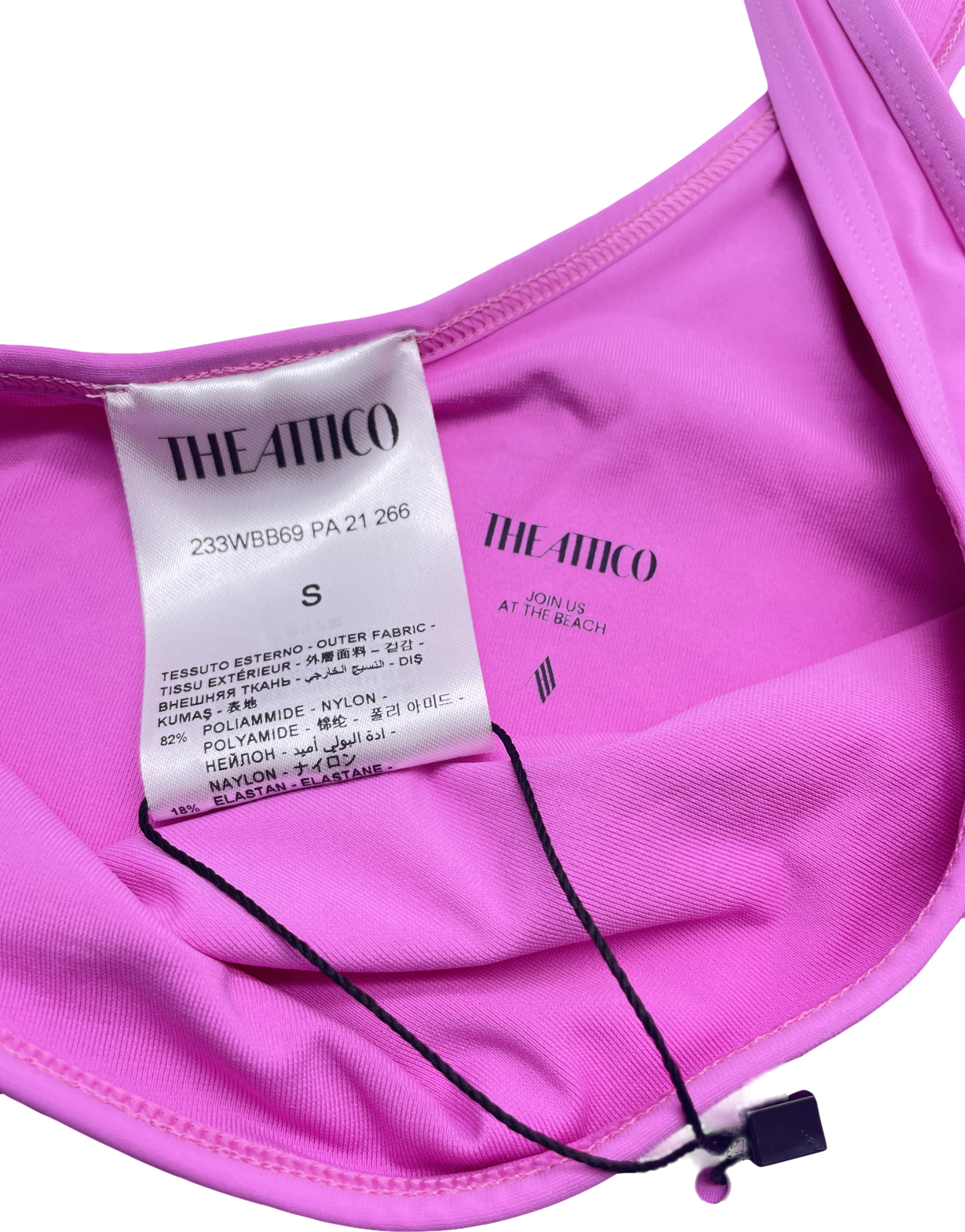 the attico swimwear Pink The Attico Logo Printed One Piece Swimsuit UK S