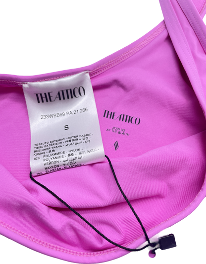 the attico swimwear Pink The Attico Logo Printed One Piece Swimsuit UK S