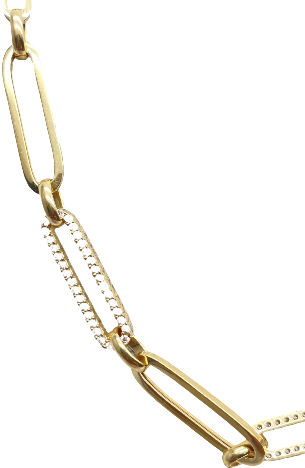 glambou Metallic 18k Gold Plated Pave Chain Link Necklace