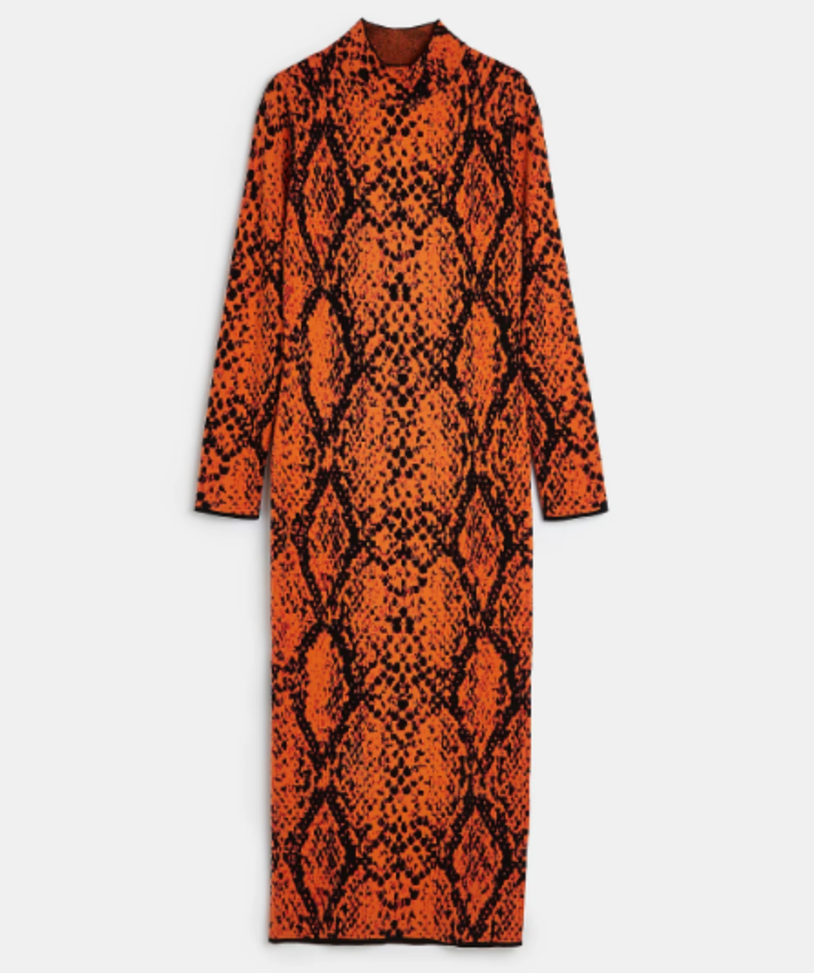 River island orange snake print bodycon dress UK 6