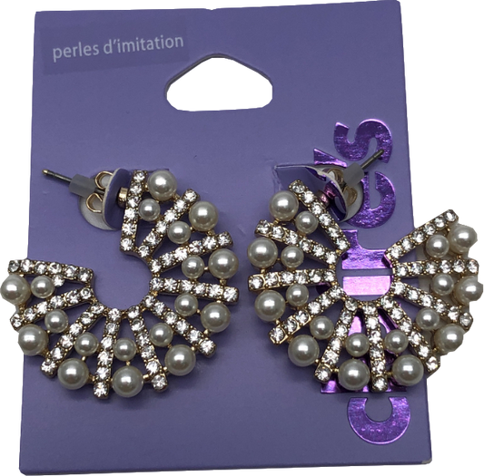 Claire's Metallic Pearl And Dimante Earrings One Size
