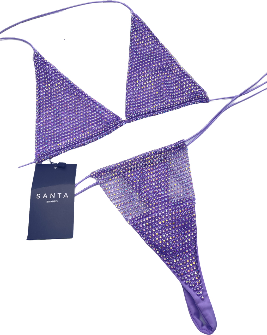 santa brands Crystal Embellished Anta Brand Orchid Bikini Set In Purple UK S