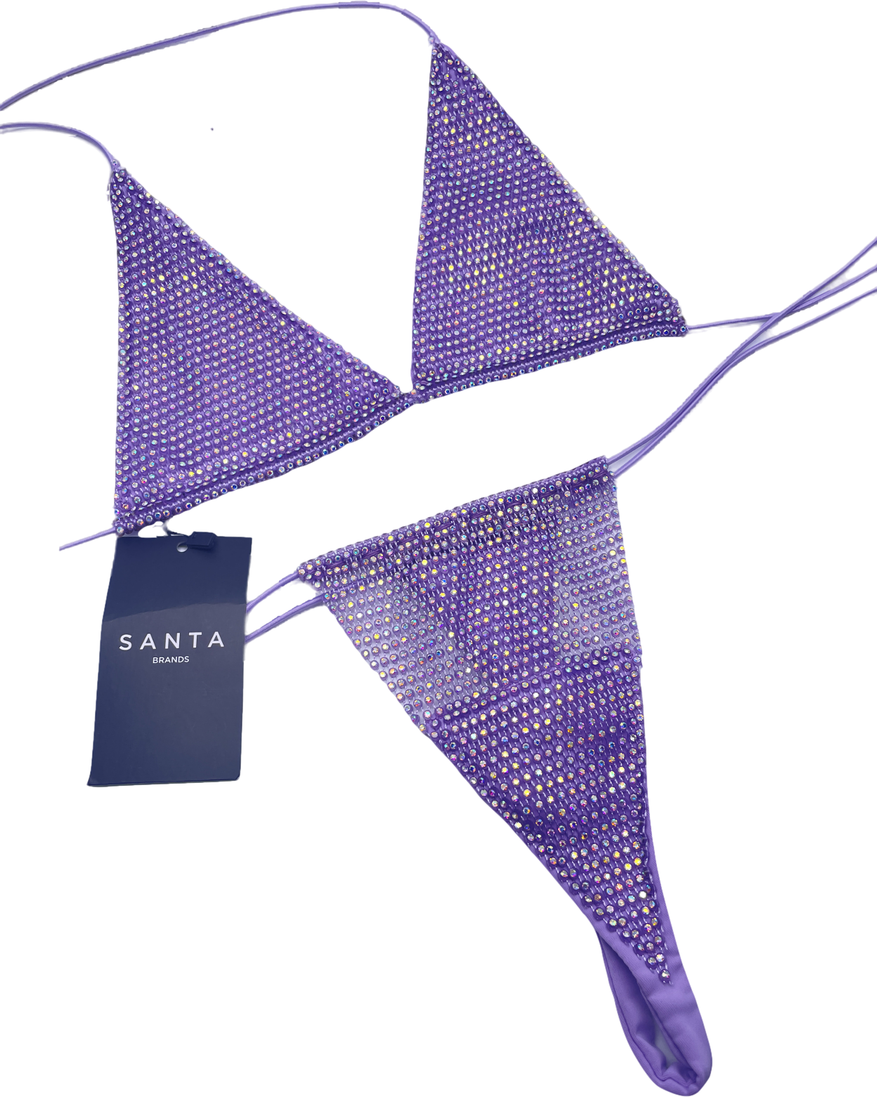 santa brands Crystal Embellished Anta Brand Orchid Bikini Set In Purple UK S
