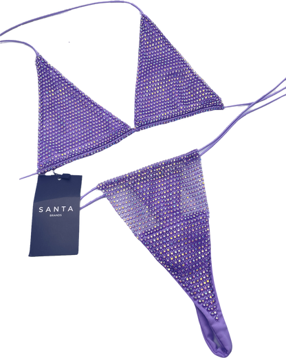santa brands Crystal Embellished Anta Brand Orchid Bikini Set In Purple UK S