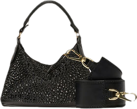 liu-jo Black Micro Hobo Bag With Gemstones