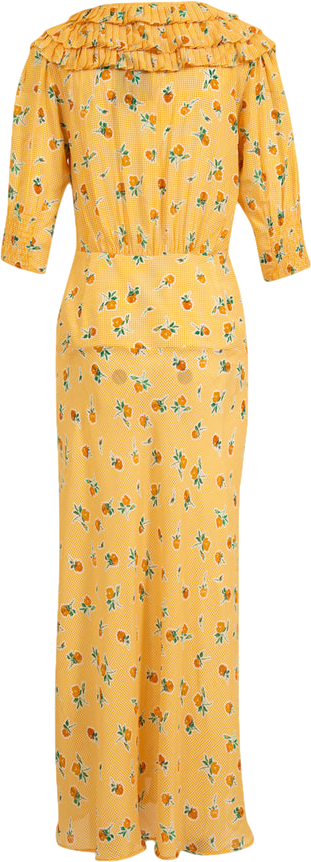 Rixo Yellow Belle Floral Silk-blend Maxi Dress UK M