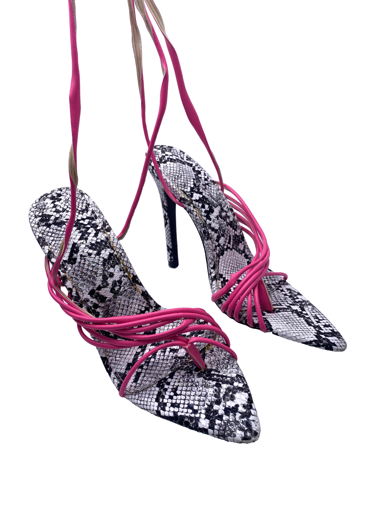 Public Desire Pink Zebra Print Lace Up Heels UK 5 EU 38 👠