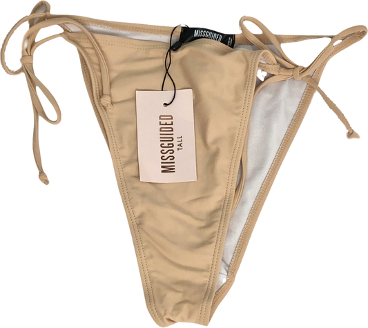 Missguided Beige Tall Classic Side Tie Bikini Bottoms UK 6