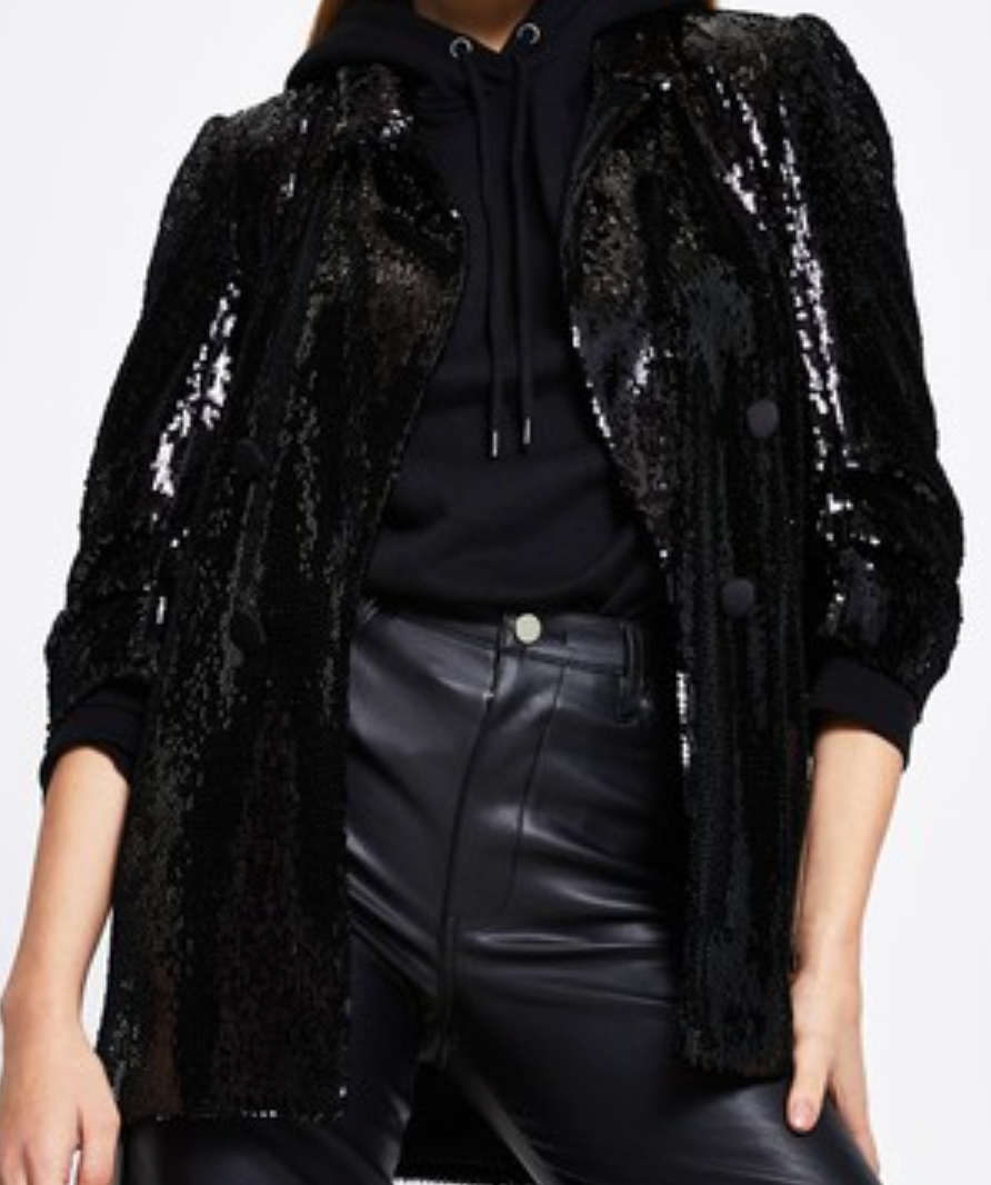 River Island Black Sequin Blazer UK 8