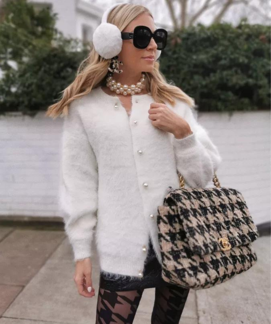 Chanel 19 Black / Beige Tweed Maxi Flap Bag