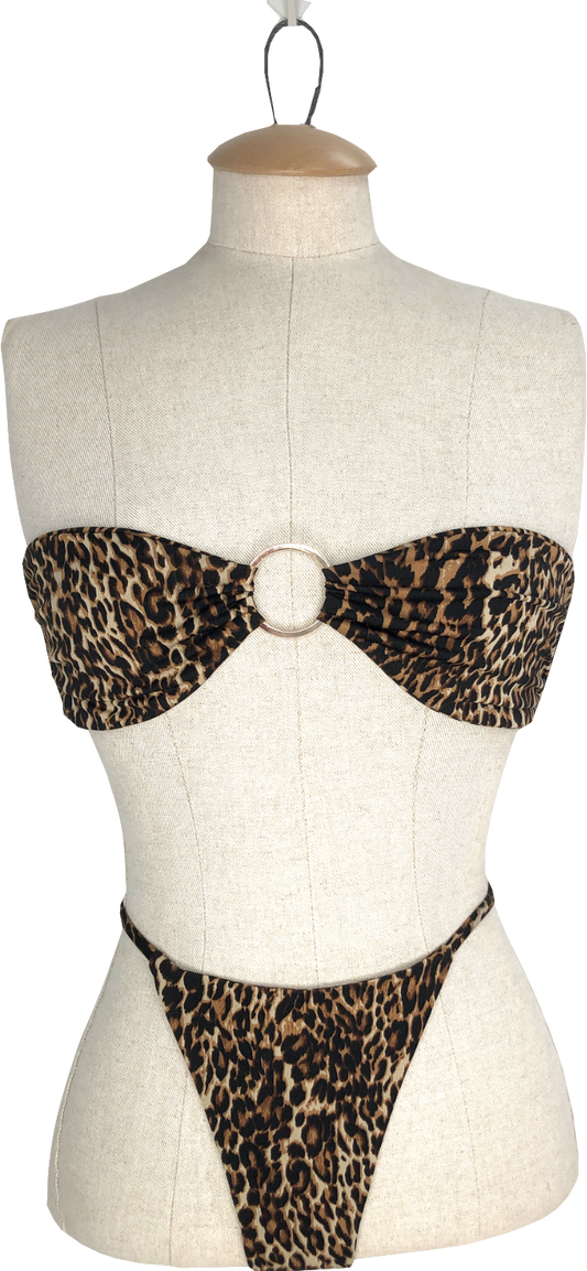 Swim By Di Brown Frejus - Leopard Bandeau Bikini UK XS/S