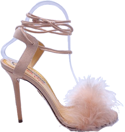Charlotte Olympia Pink Salsa 110 Ostrich Feather Tie-up Sandals UK 5 EU 38 👠