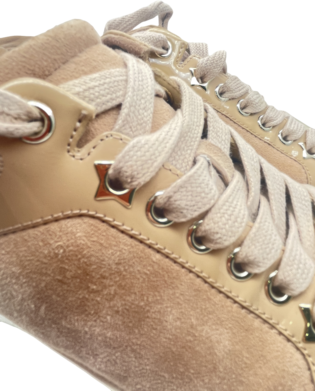Jimmy Choo Beige Patent & Suede  Miami Sneakers UK 4 EU 37 👠