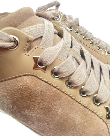 Jimmy Choo Beige Patent & Suede  Miami Sneakers UK 4 EU 37 👠