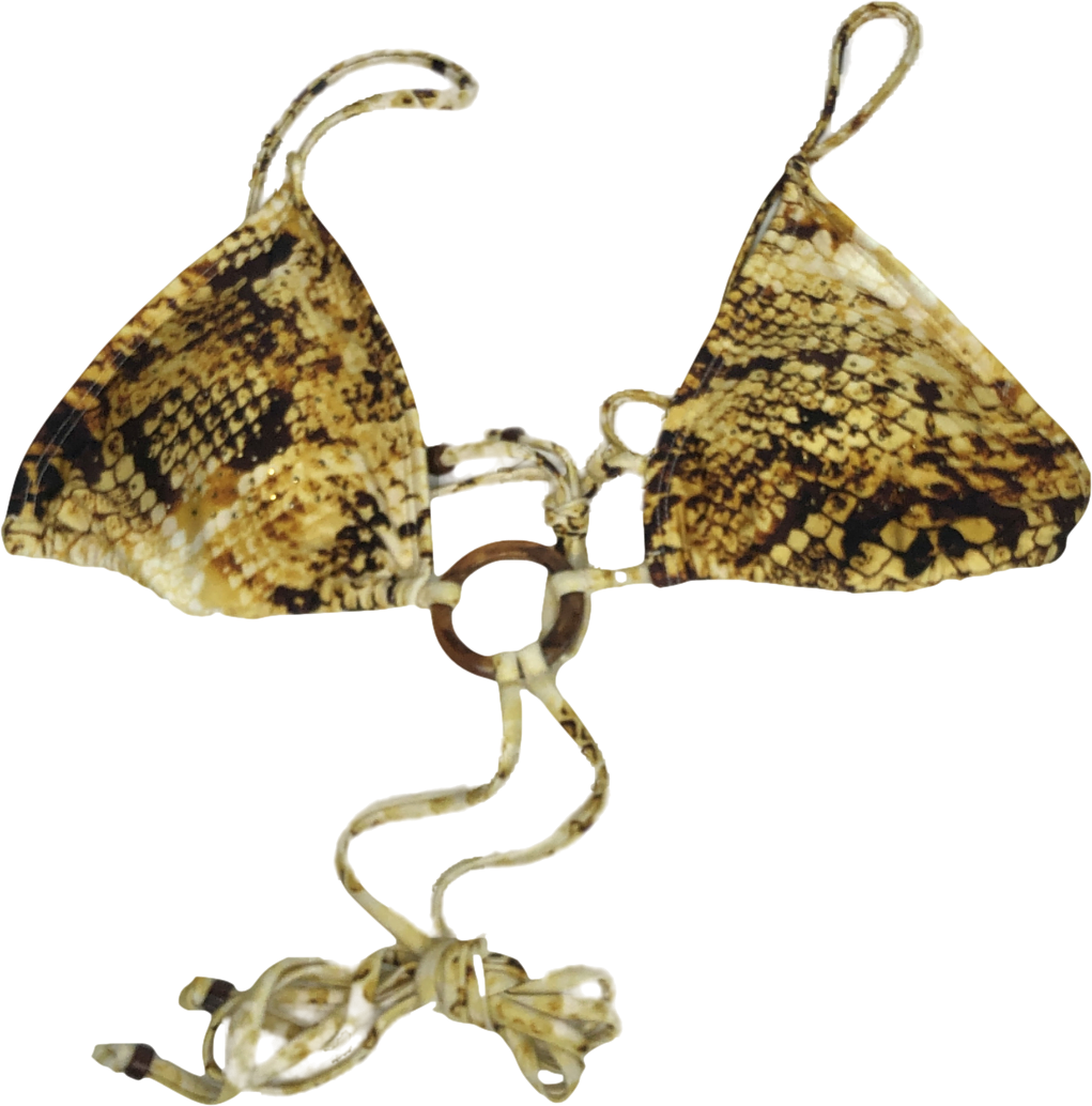River Island Brown Diamante Snakeskin Wrap Bikini Top UK 8