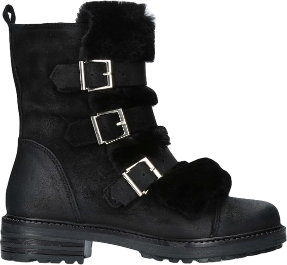Kurt Geiger Black Fur Trim Biker Boots UK 2 EU 35 👠