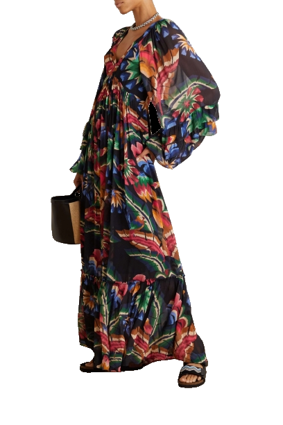 Farm Rio Multicoloured Chevron Forest Maxi Dress BNWT UK XS