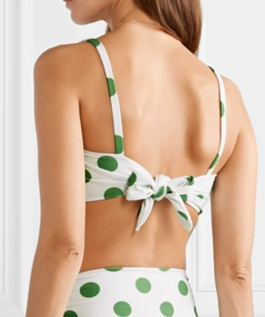 Faithfull the brand green and white dotted bikini top UK XS