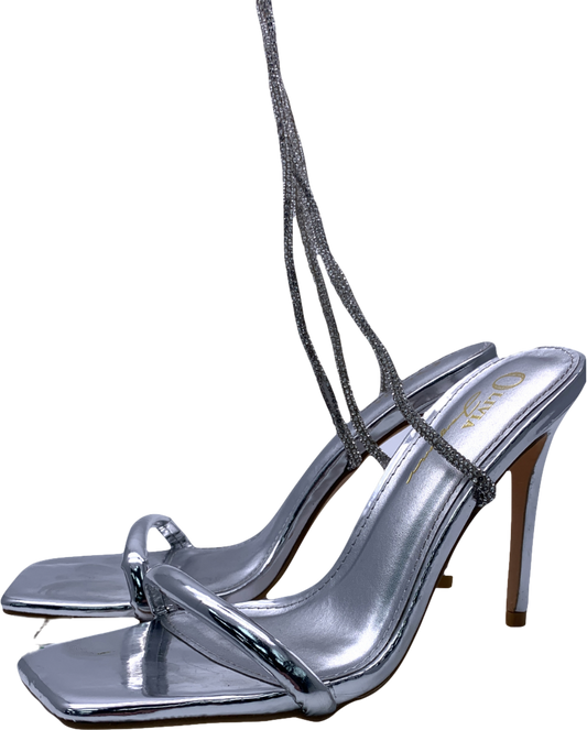Olivia Metallic Diamante Embellished Leg Tie Heels UK 5 EU 38 👠