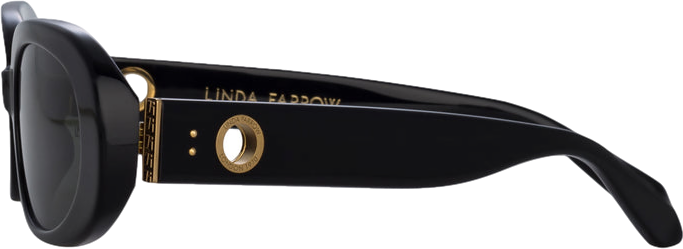 Linda Farrow Cara Oval Sunglasses In Black / Gold