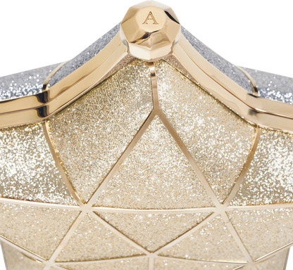 Aspinal Of London Star Clutch Bag - Champagne & Silver Glitter
