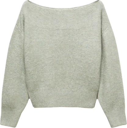 MANGO Sage Green Boat-neck Knitted Sweater BNWT UK S