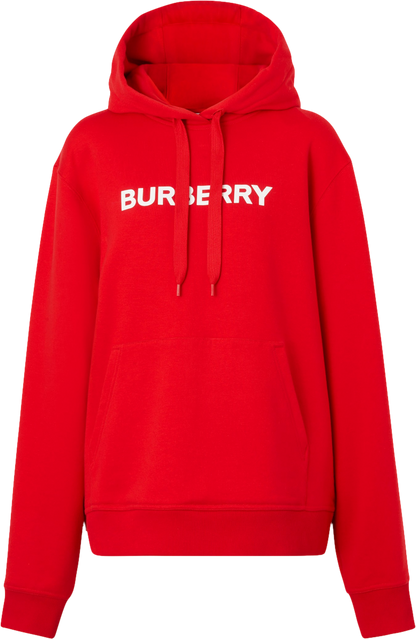 Burberry Red Logo Print Cotton Hoodie UK S