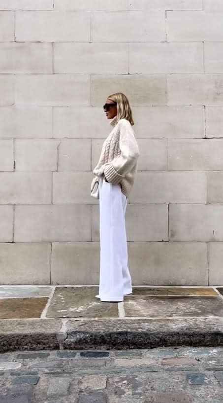 Rowen Rose Cream Ivory 100% Wool Crepe Tailored Trousers Fr38 UK 10