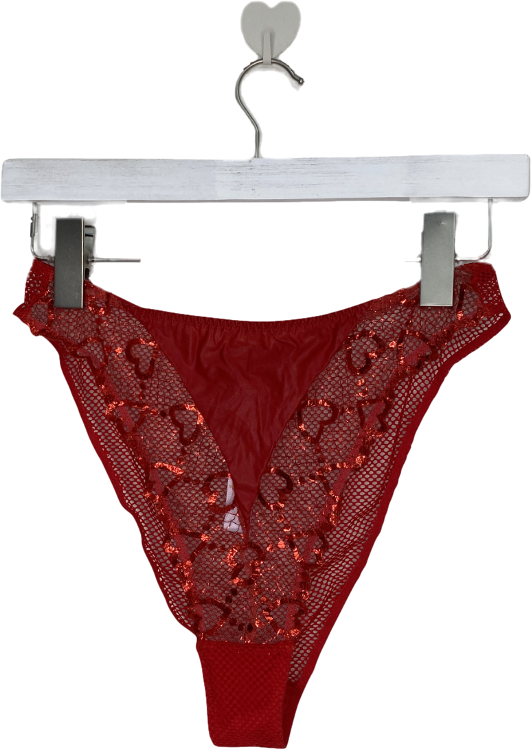 Savage X fenty Red Faux Leather Suspender And Heart Knickers UK M