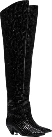 Attico Black Crocodile Print 45 Leather Over-the-knee Boots UK 6 EU 39 👠