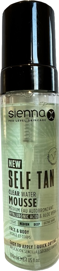 Sienna X Self Tan Clear Water Mousse Medium Deep 190ml