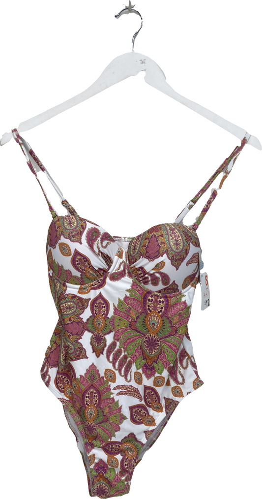 Primark Pink Paisley Print Padded Cup Swimsuit UK 8