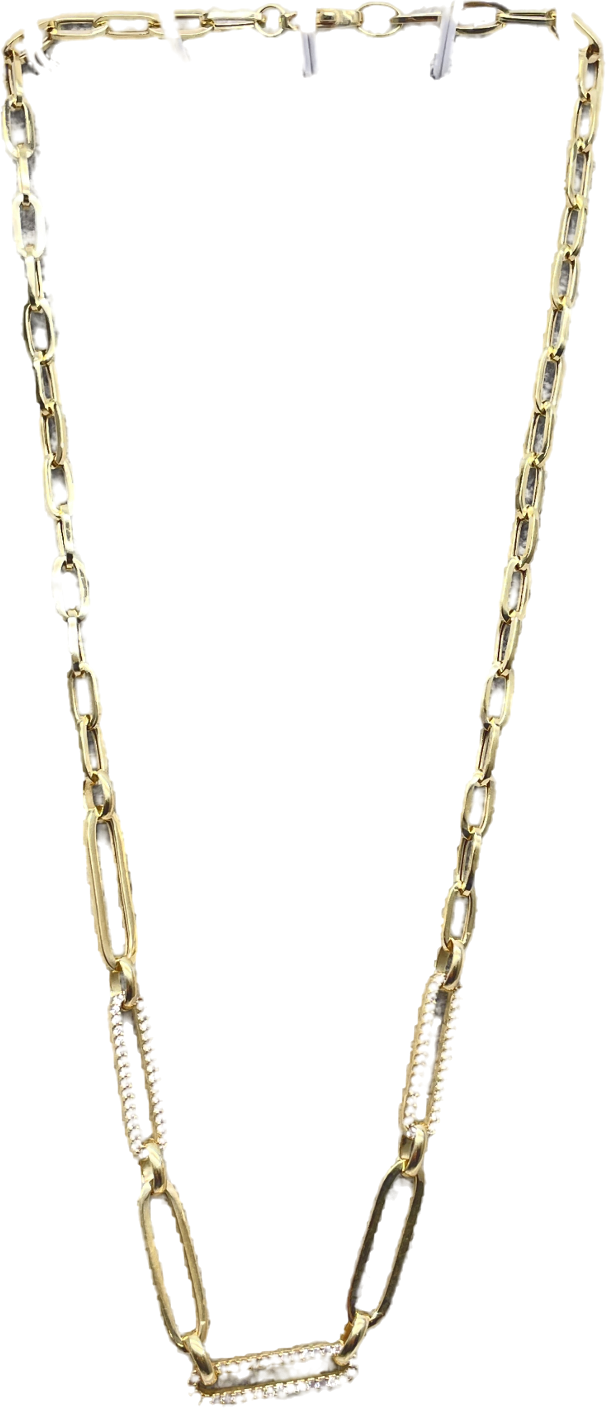 glambou Metallic 18k Gold Plated Pave Chain Link Necklace