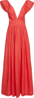KALITA Red Linen Blend Maxi Dress UK S