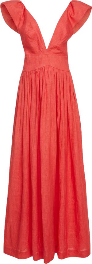 KALITA Red Linen Blend Maxi Dress UK S