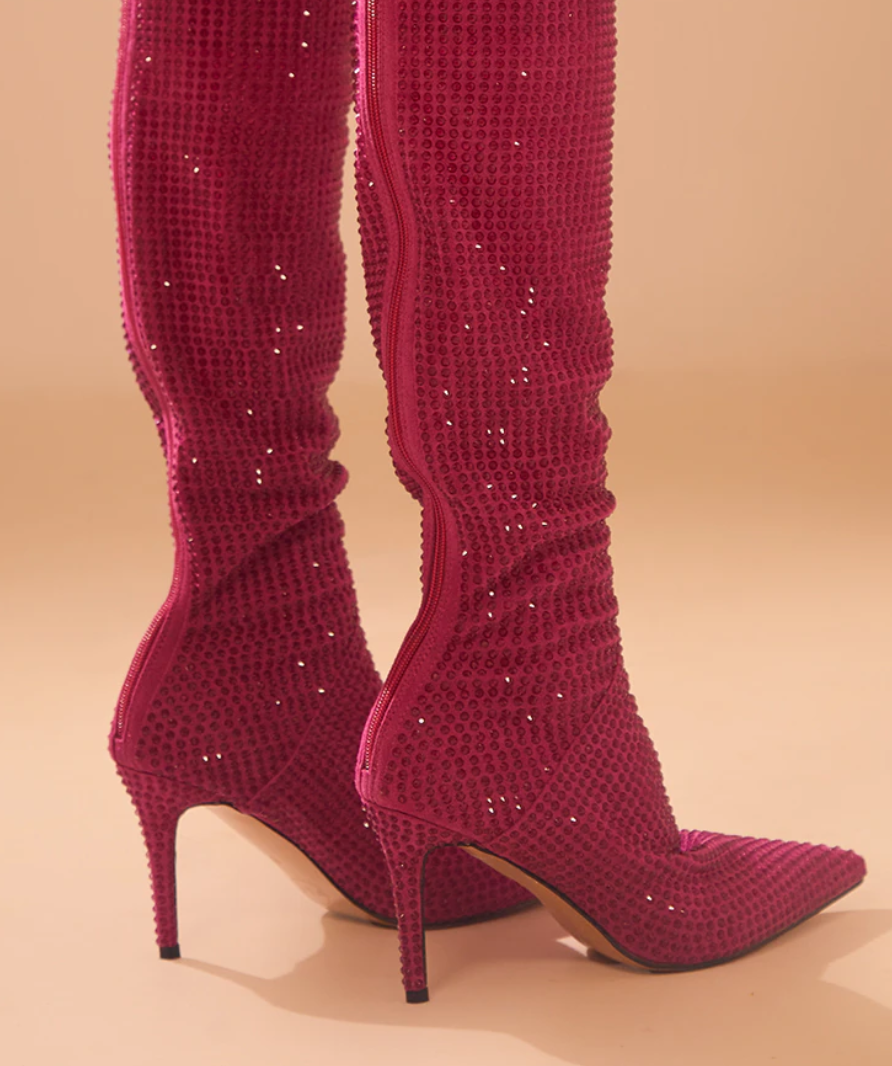 PLT pink sequin over the knee boots EU 36 UK 3