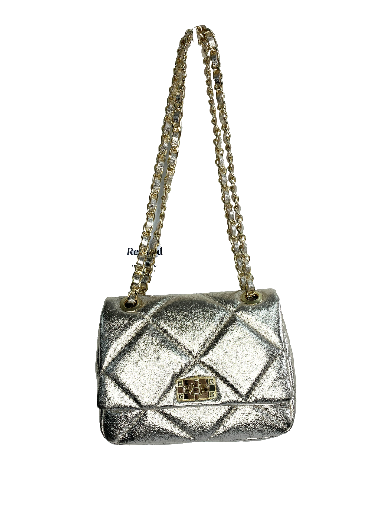 Vimoda Metallic Quilted Bag With Chain One Size