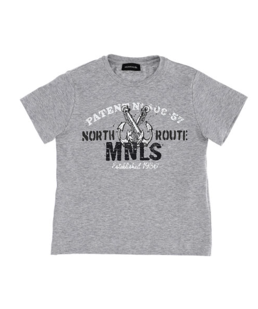 MONNALISA GREY ANCHOR GRAPHIC SHORT SLEEVE TSHIRT UK 4 YEARS