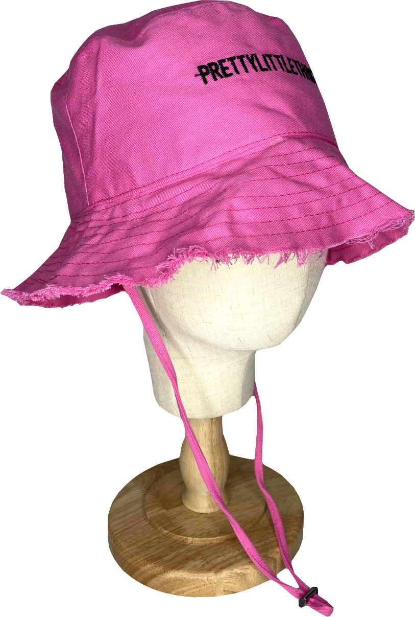 PrettyLittleThing Pink Frayed Logo Bucket Hat One Size